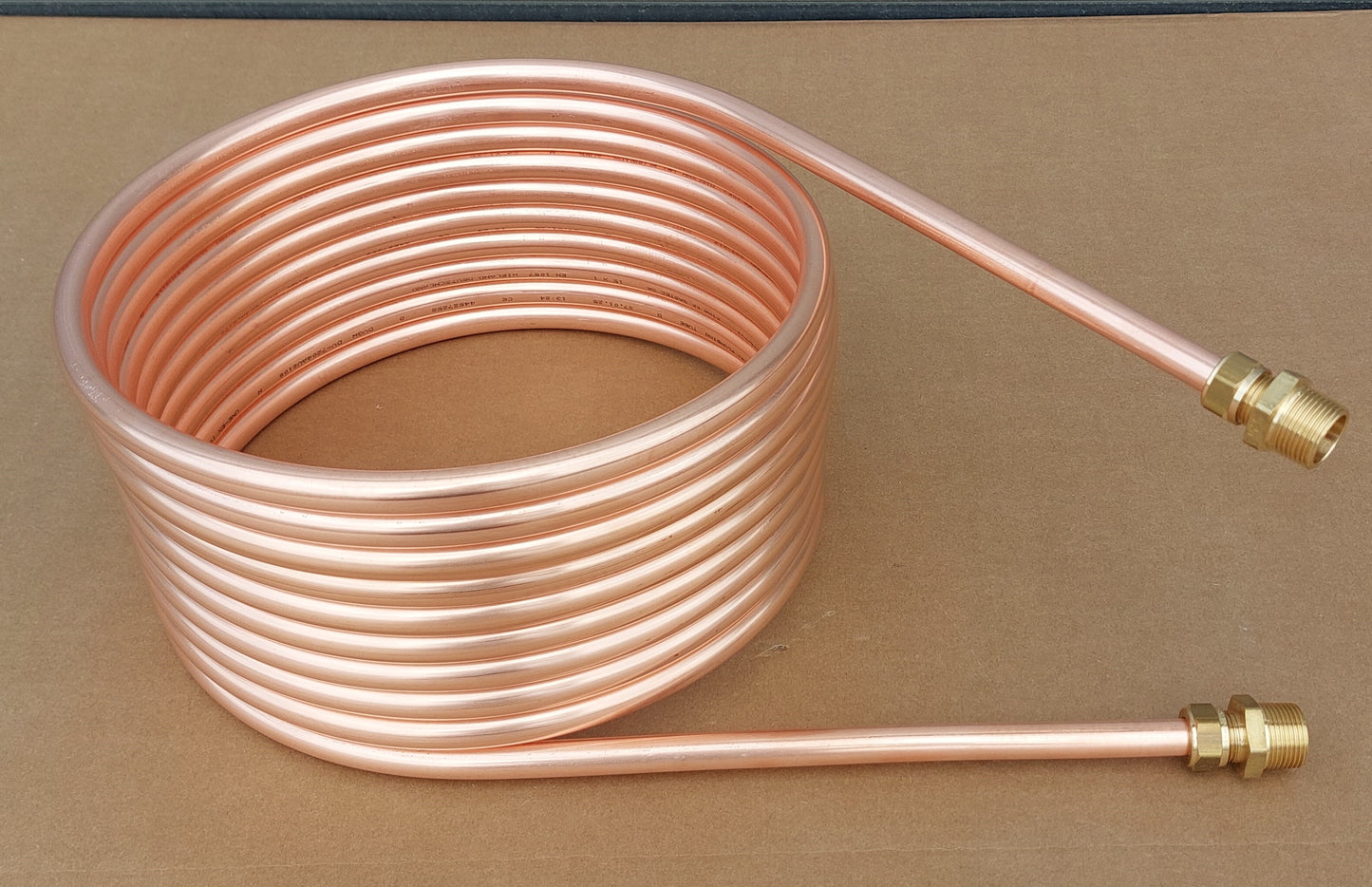Spirale Poolheizung Kupferrohr 15x1mm mit Außendurchmesser von ca. 255mm aus 5m-15m mit 1/2 oder 3/4" AG Anschluss