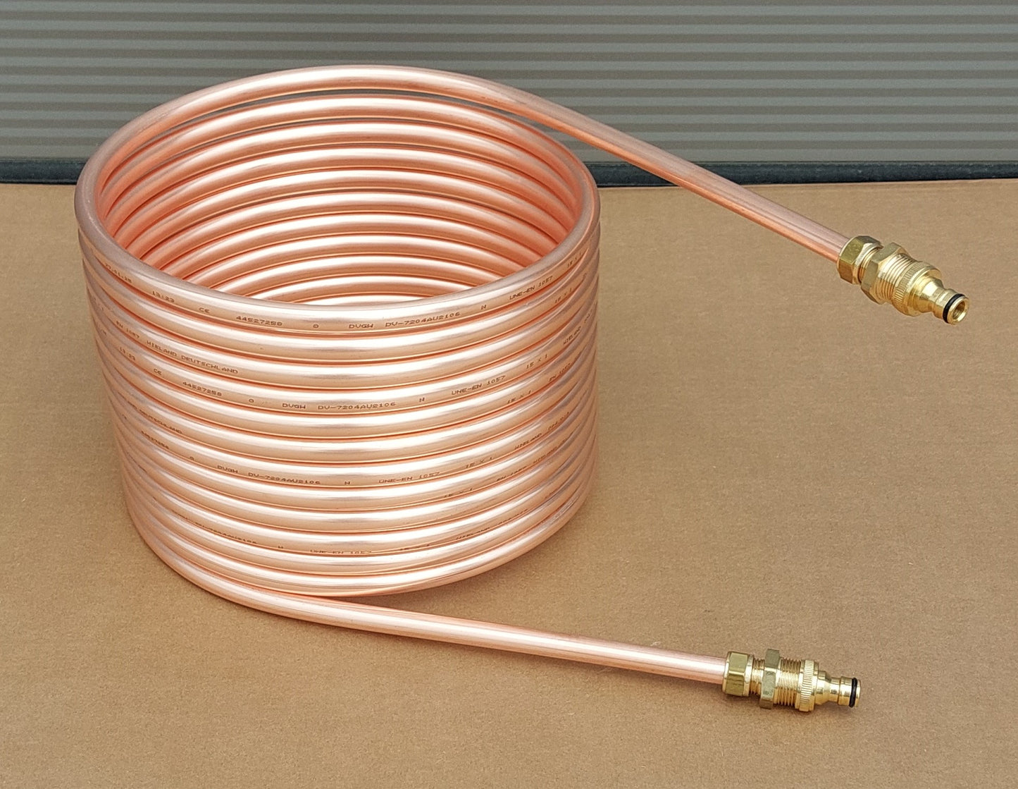 Spirale Poolheizung Kupferrohr 15x1mm mit Außendurchmesser von ca. 31cm aus 5m-25m mit GARDENA Anschluss