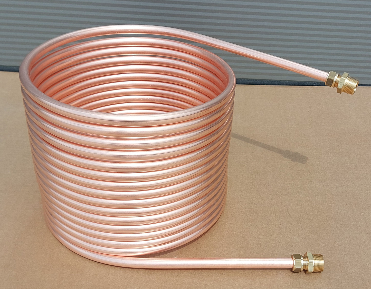 Spirale Poolheizung Kupferrohr 15x1mm mit Außendurchmesser von ca. 255mm aus 5m-15m mit 1/2 oder 3/4" AG Anschluss