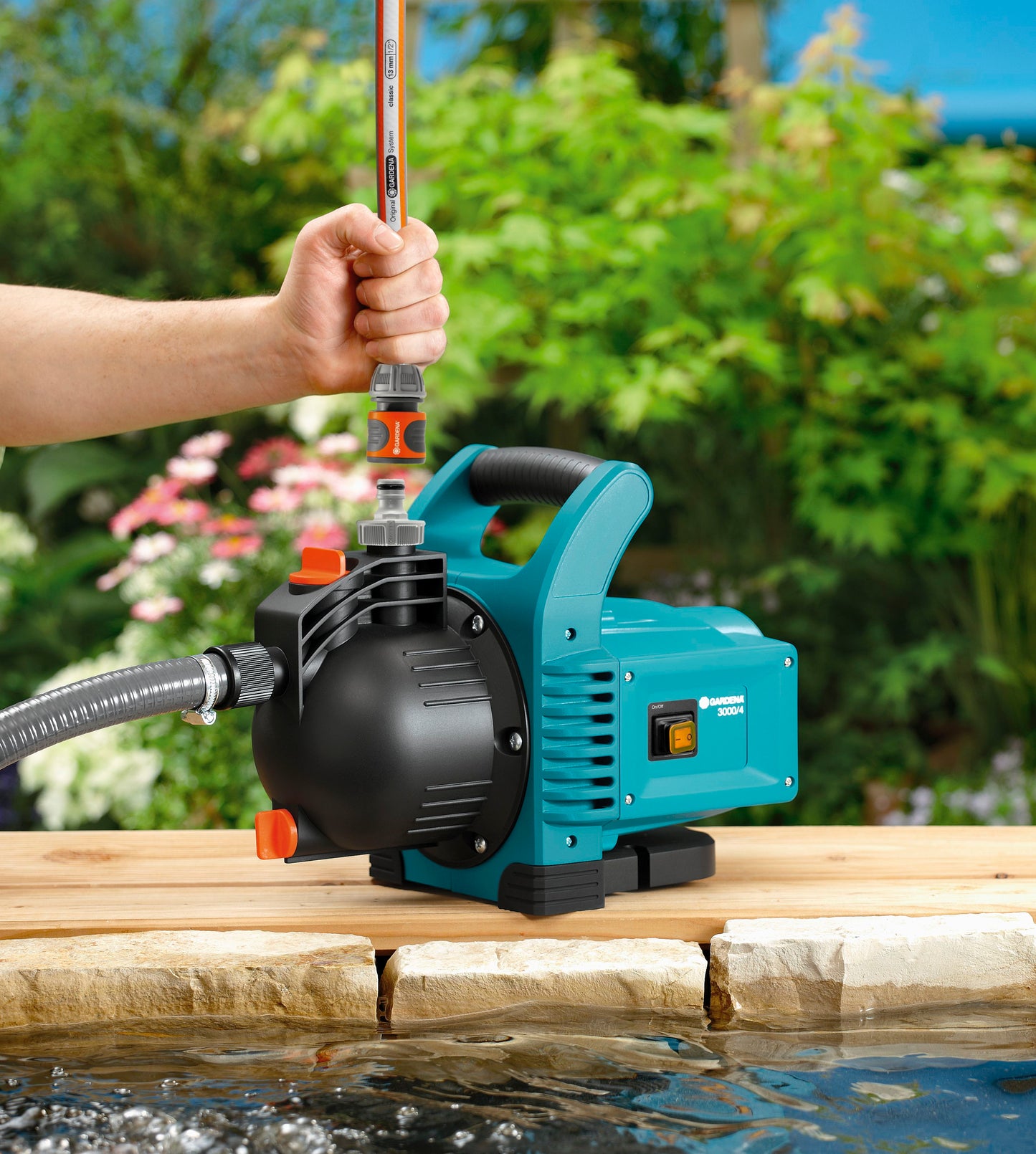 Gardena Gartenpumpe 3000/4 für Poolheizung mit Gardena Anschluss