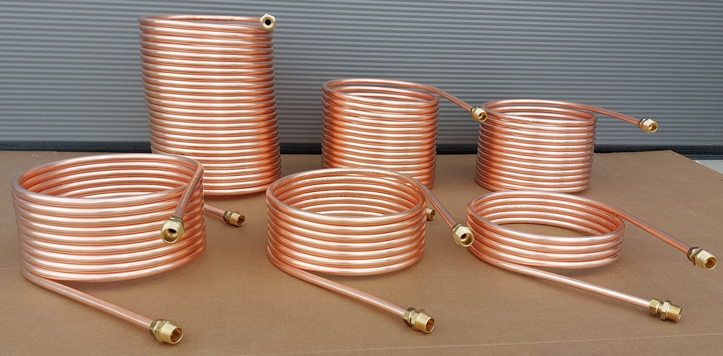 Spirale Poolheizung Kupferrohr 15x1mm mit Außendurchmesser von ca. 255mm aus 5m-15m mit 1/2 oder 3/4" AG Anschluss