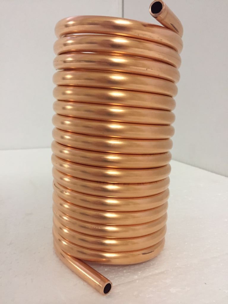 Spirale aus 5m Kupferrohr 10x1mm mit einem Innendurchmesser von ca. 80mm
