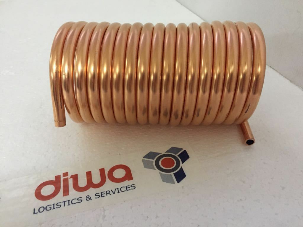 Spirale aus 5m Kupferrohr 10x1mm mit einem Innendurchmesser von ca. 80mm