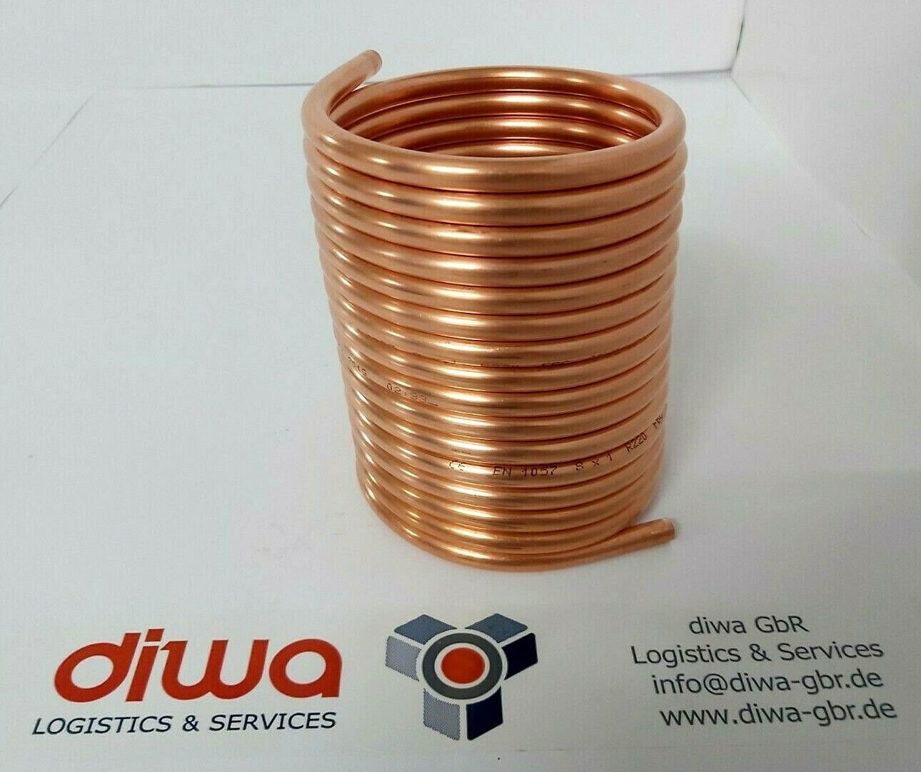 Spirale aus 5 Meter Kupferrohr 12x1mm für OFENROHR 110mm mit Innendurchmesser ca. 114mm