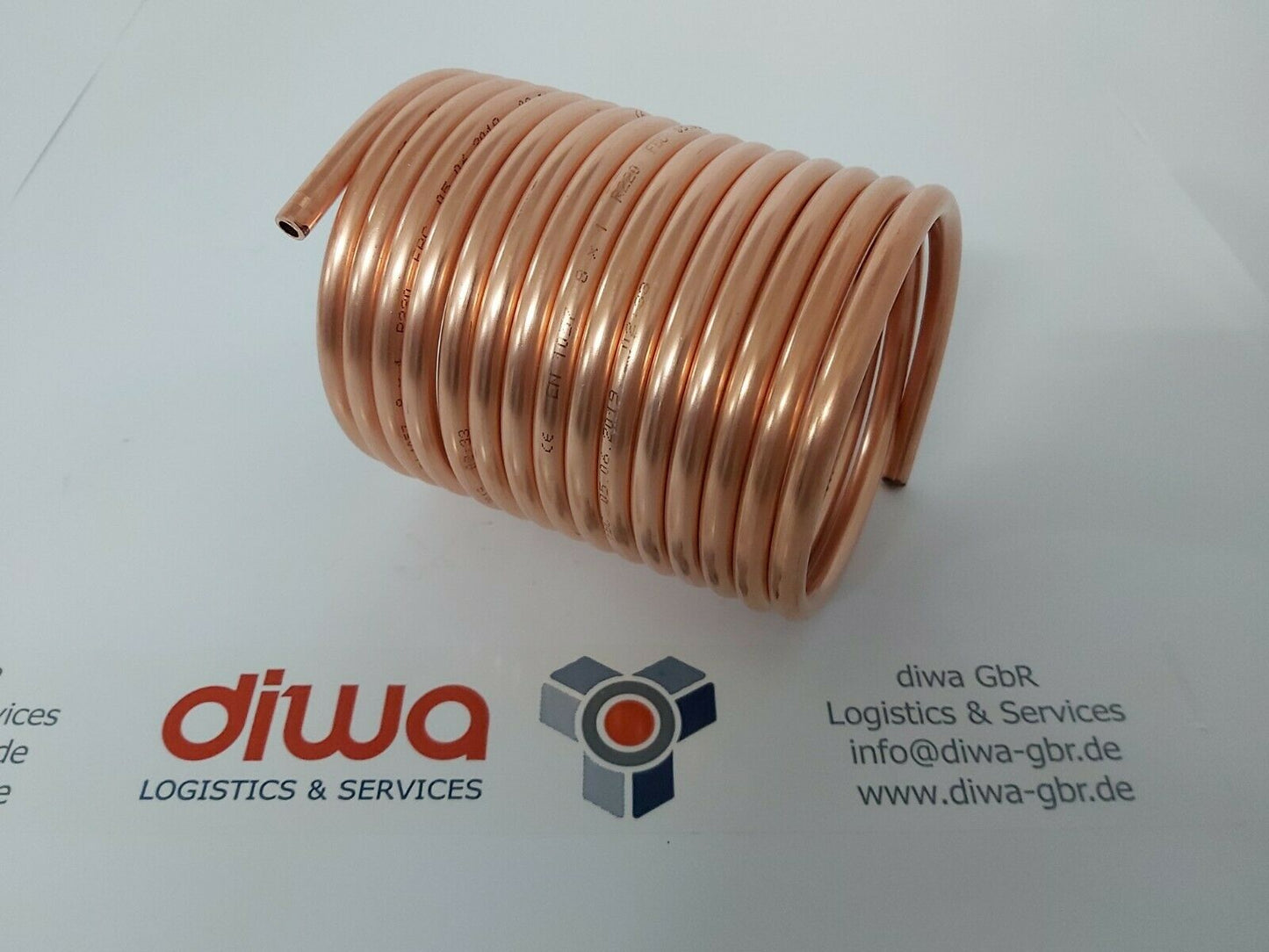 Spirale aus 5 Meter Kupferrohr 12x1mm für OFENROHR 110mm mit Innendurchmesser ca. 114mm