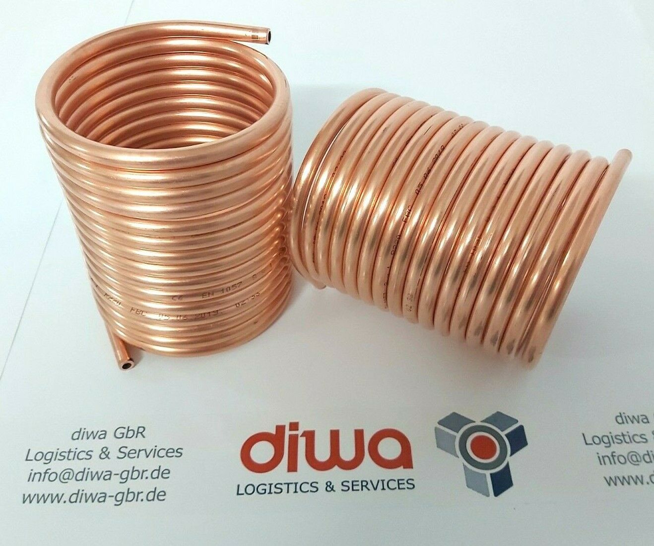 Spirale aus 5 Meter Kupferrohr 12x1mm für OFENROHR 110mm mit Innendurchmesser ca. 114mm