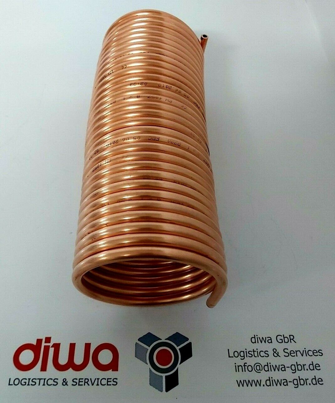 Spirale aus 10m Kupferrohr 8x1mm mit einem Innendurchmesser von ca. 80mm