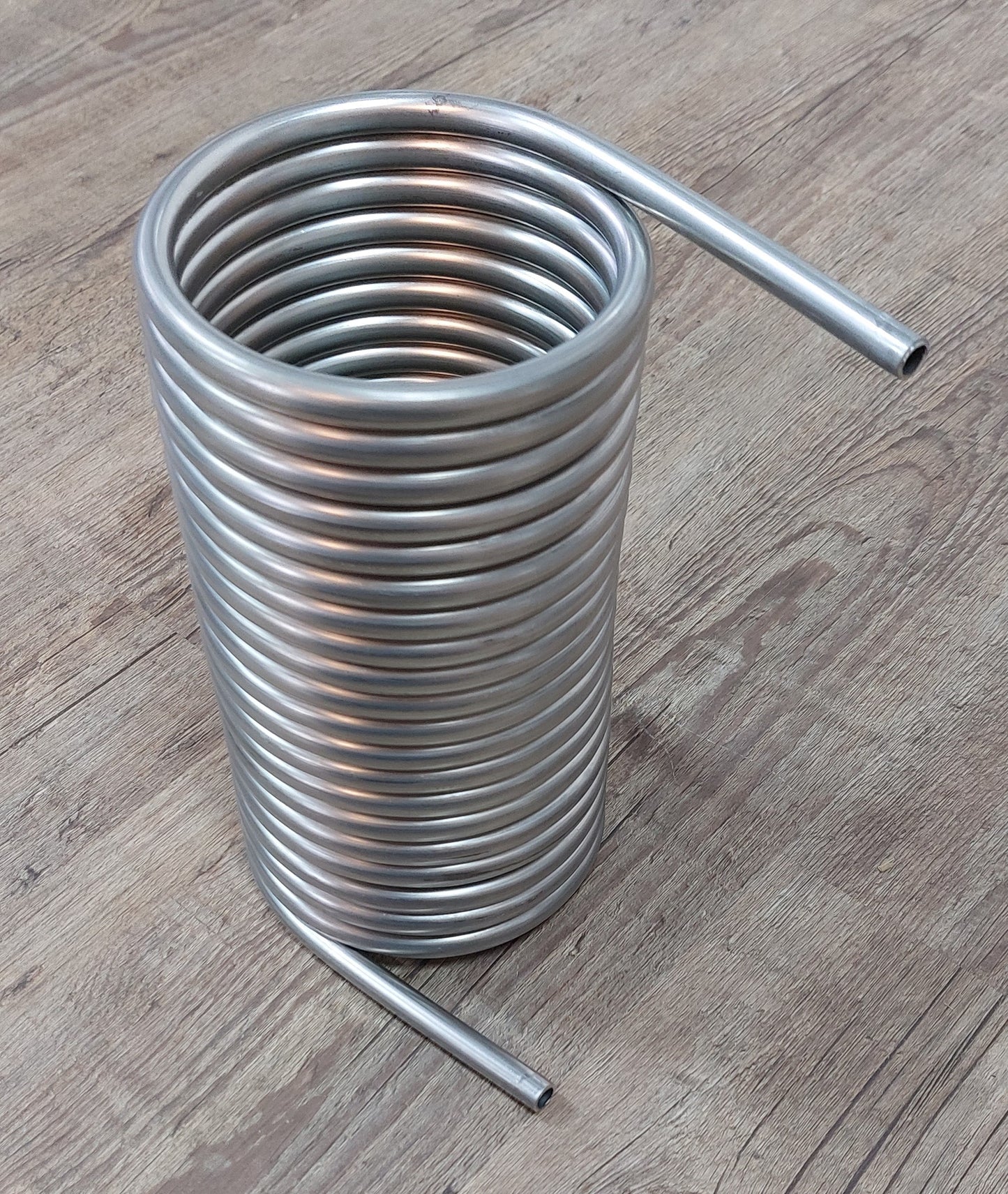 Spirale aus 2,5m, 5m, 7,5m Edelstahlrohr 10x1mm AISI 316L EN 1.4404 mit Innend. ca. 104mm