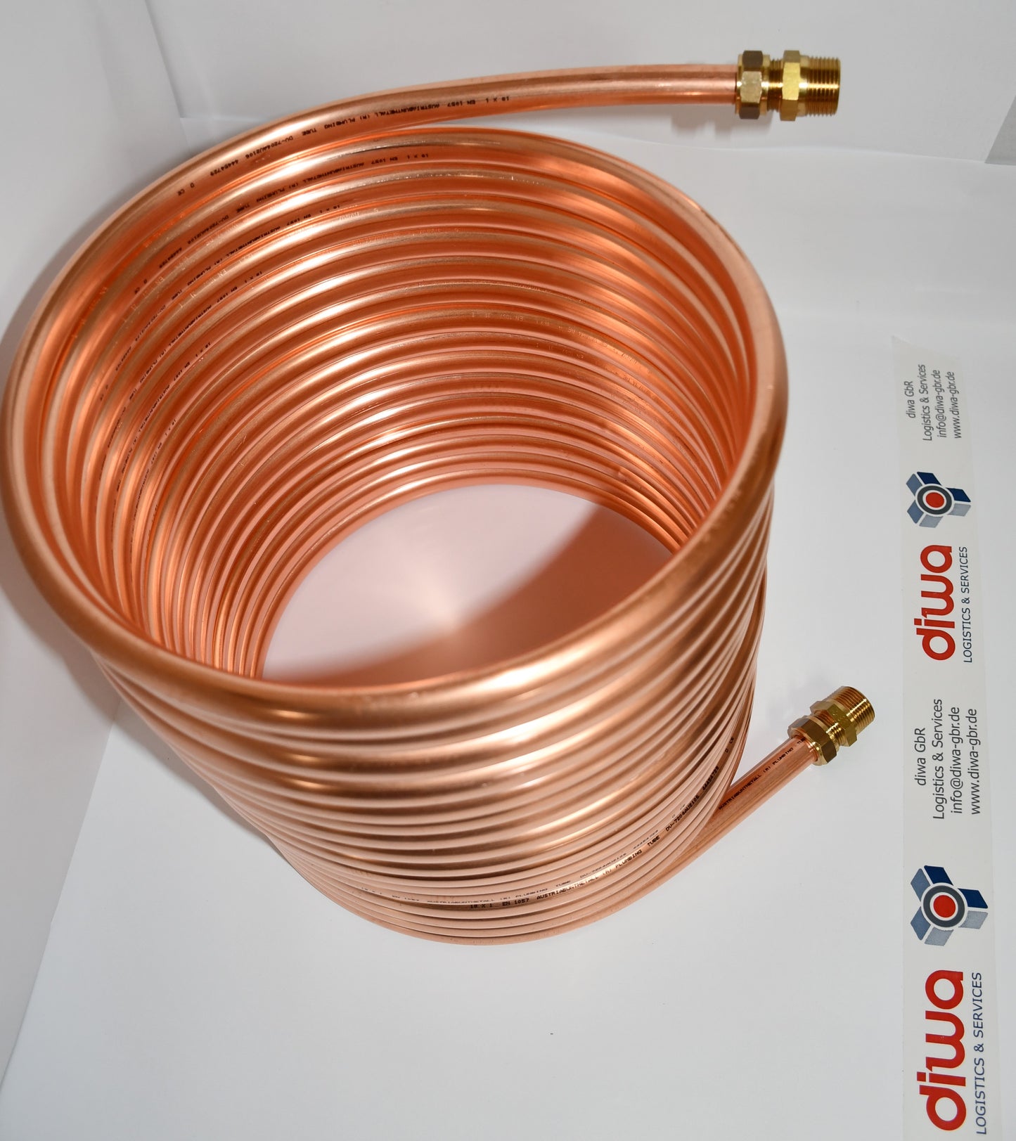 Poolheizung Spirale Kupferrohr 15x1mm mit Außendurchmesser von ca. 31cm aus 5m, 10m, 15m, 20m mit 3/4 AG Anschluss