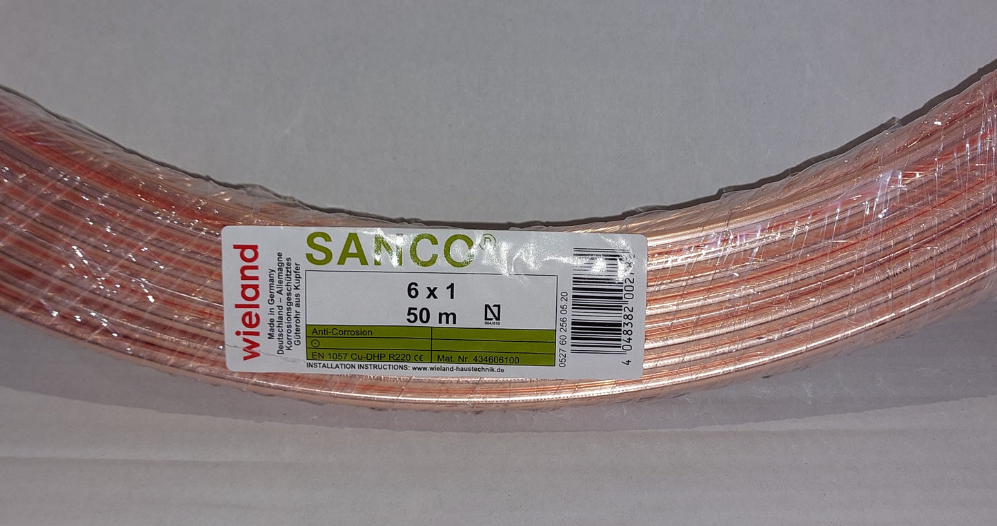 SANCO Kupferrohr 6x1 mm 50m Ring Wieland weich