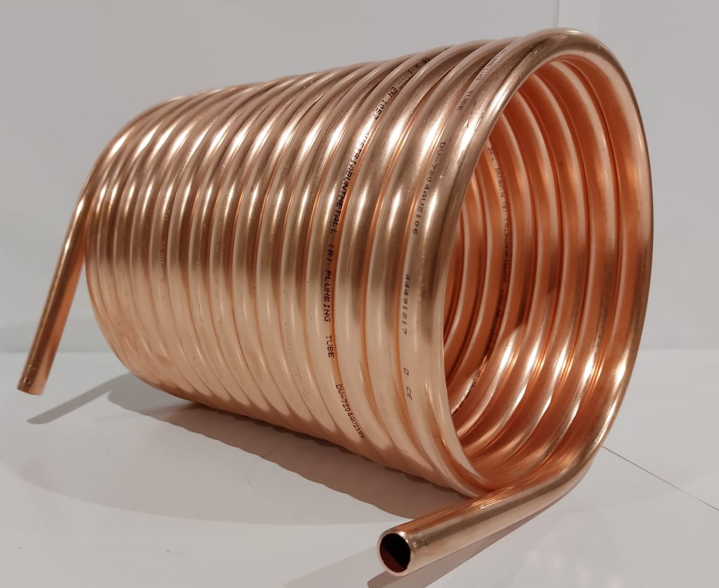 Spirale Kupferrohr 15x1mm für OFENROHR 180mm mit Innendurchm. ca. 184mm 5m-20m