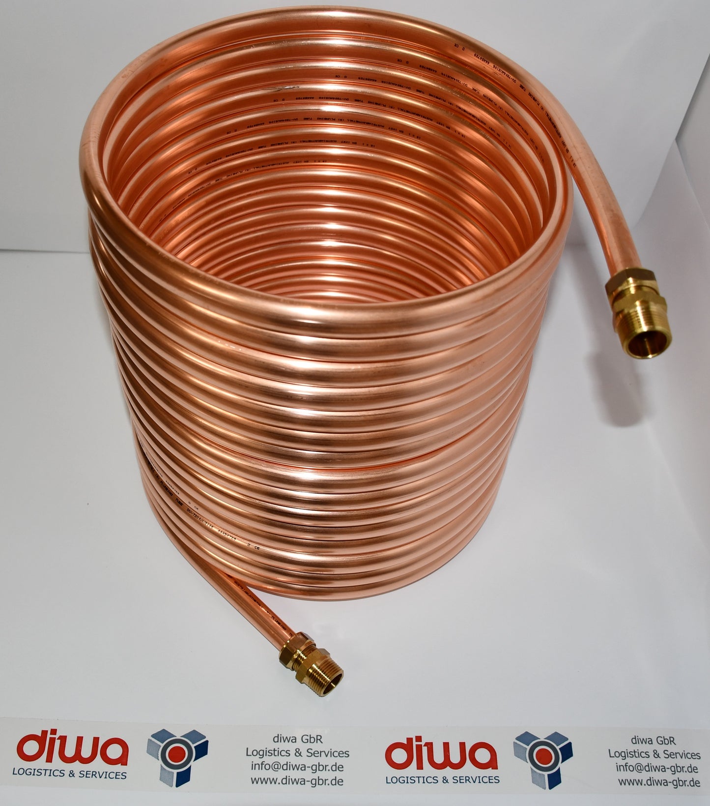 Poolheizung Spirale Kupferrohr 15x1mm mit Außendurchmesser von ca. 31cm aus 5m, 10m, 15m, 20m mit 3/4 AG Anschluss