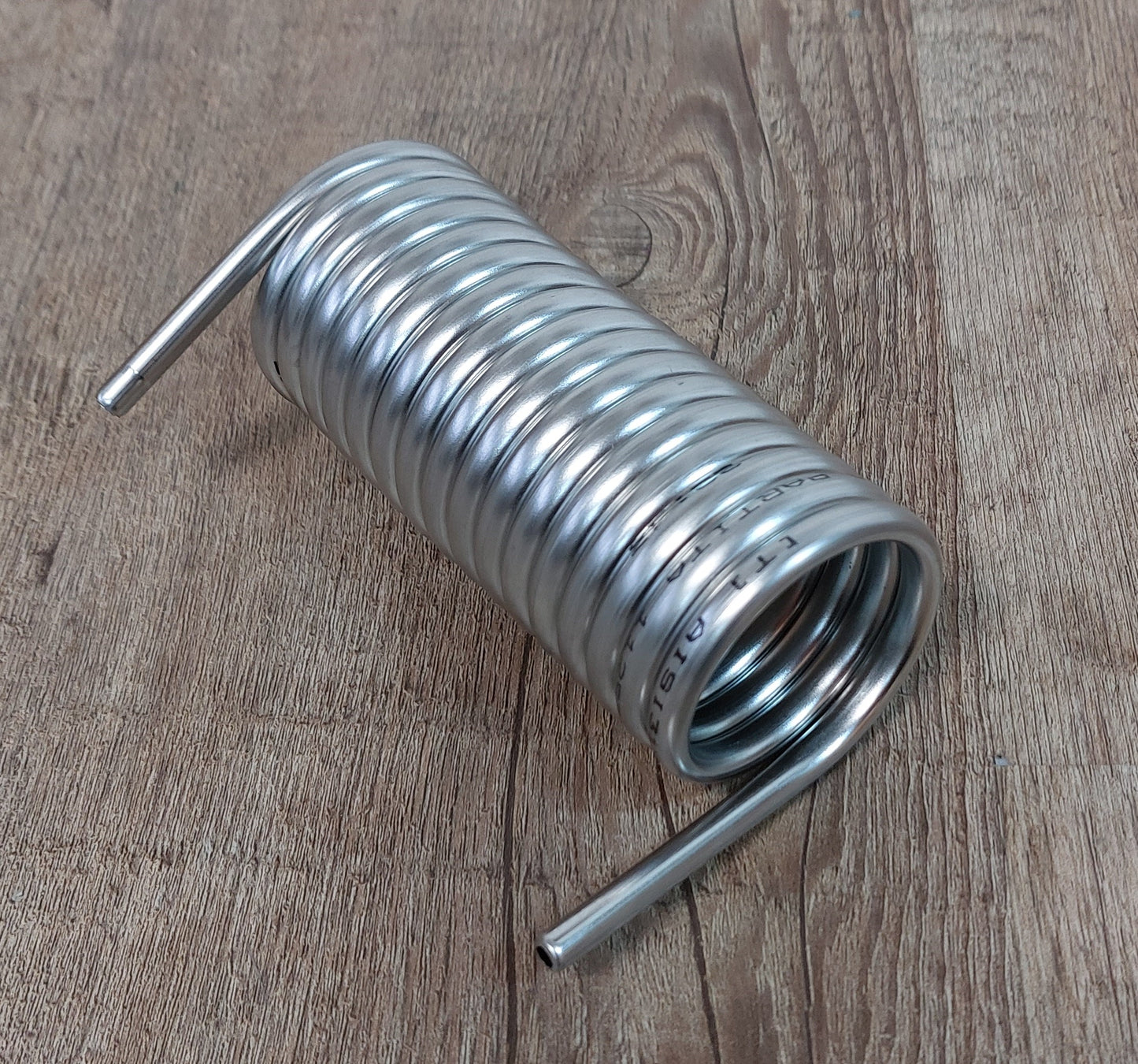 Spirale aus 2,5 Meter Edelstahlrohr 6x0,5mm AISI 316L EN 1.4404 mit Innendurchmesser ca. 42mm