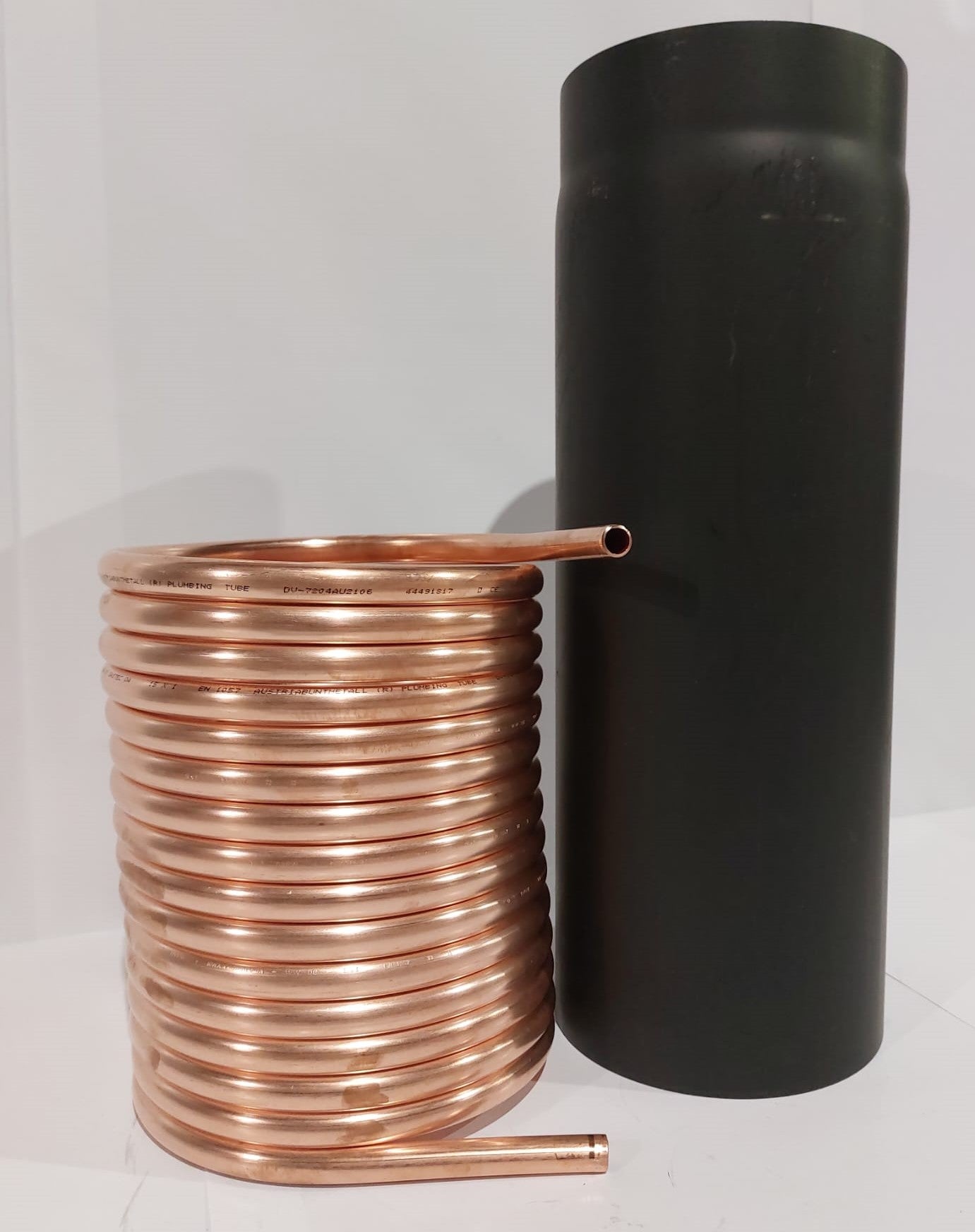 Spirale Kupferrohr 15x1mm für OFENROHR 180mm mit Innendurchm. ca. 184mm 5m-20m