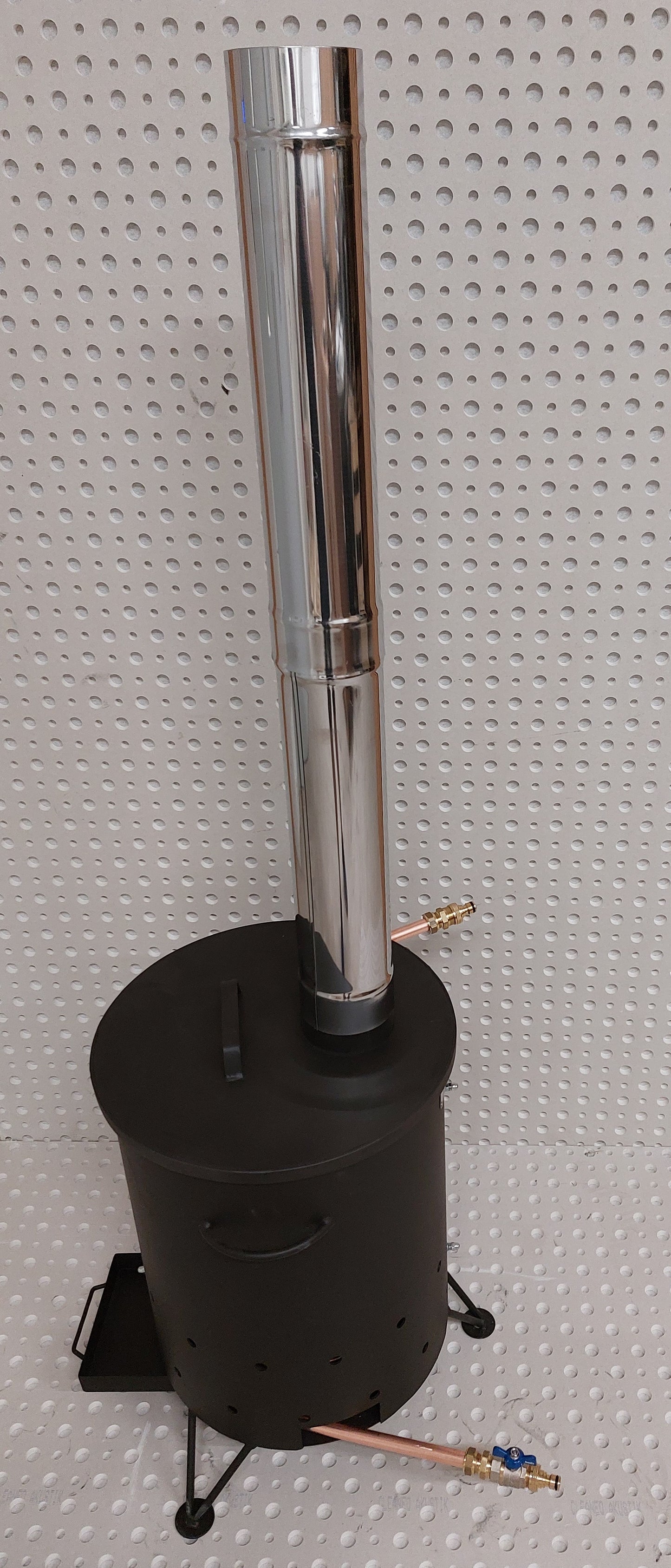 DECKEL 40cm mit RAUCHROHR 100cm für die Poolheizung mit Feuertonne 40cm