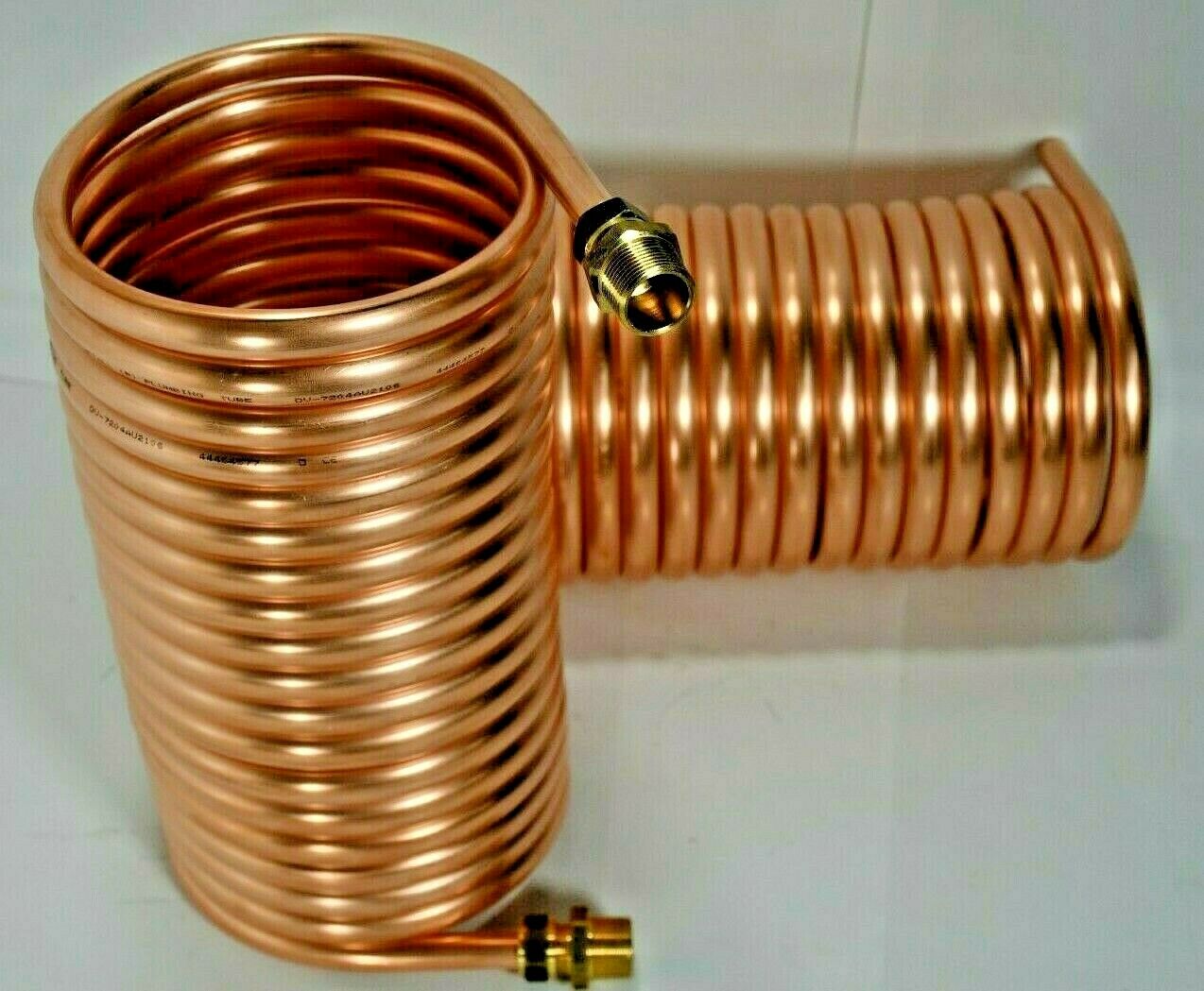 Spirale aus 10 Meter Kupferrohr 15x1mm für OFENROHR 150mm mit Innendurchmesser ca. 154mm und 1/2" An