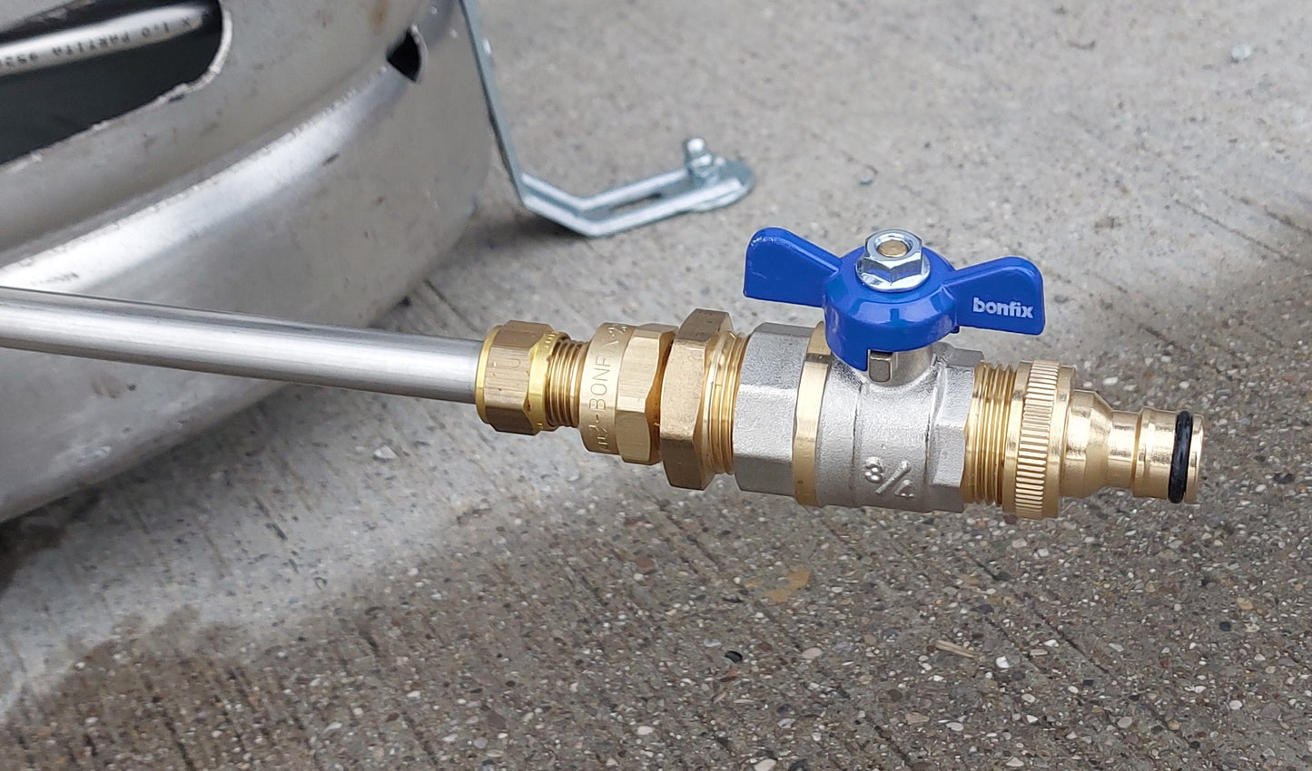 Poolheizung EDELSTAHL Feuertonne mit Spirale Edelstahlrohr 12x1mm 15m mit Gardena Anschluss