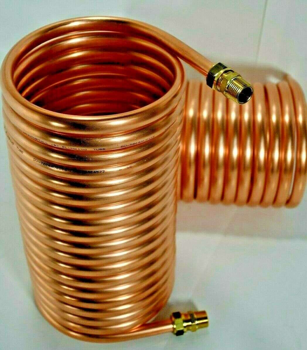 Spirale aus 10 Meter Kupferrohr 15x1mm für OFENROHR 150mm mit Innendurchmesser ca. 154mm und 1/2" An