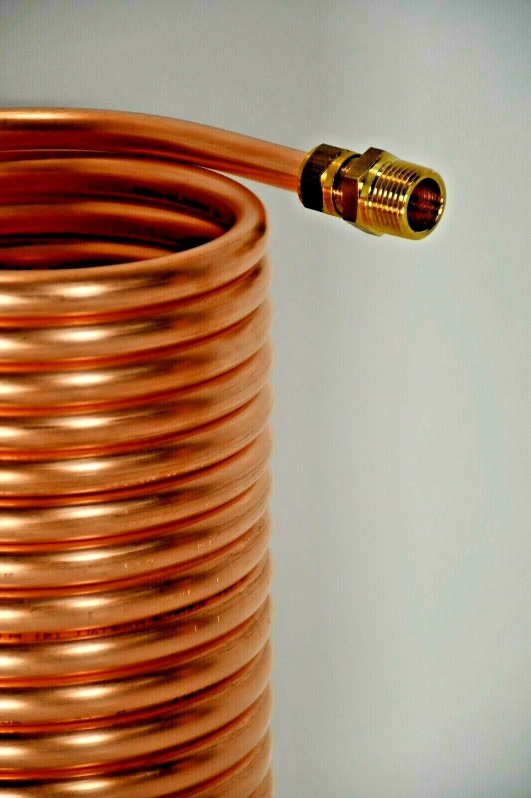 Spirale aus 10 Meter Kupferrohr 15x1mm für OFENROHR 180mm mit Innendurchmesser ca. 184mm und 1/2" An