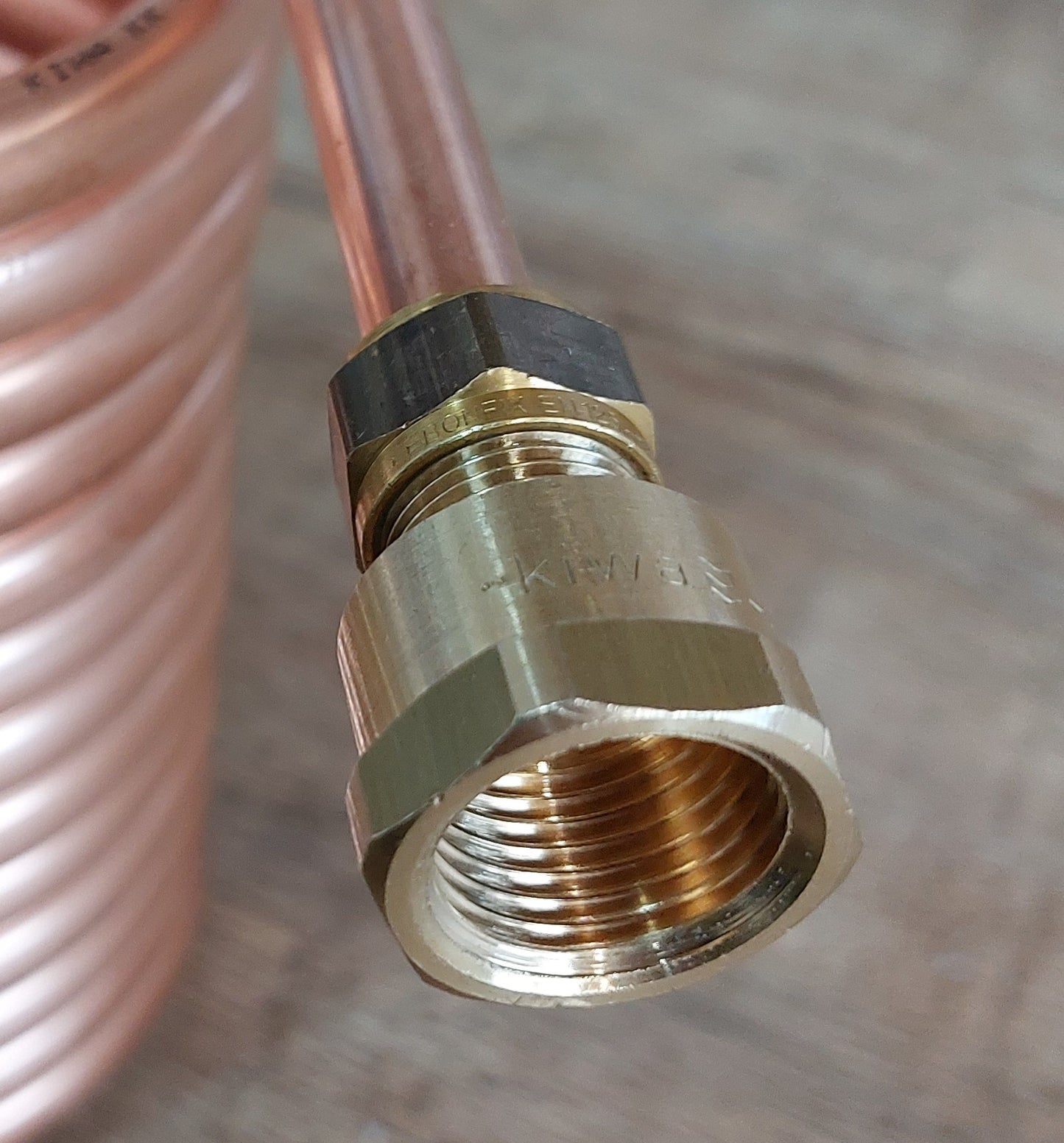 Spirale Kupferrohr 15x1mm für OFENROHR 150mm 5m - 25m Innendurchm. ca. 154mm mit 1/2", 3/4" AG + IG Anschluss
