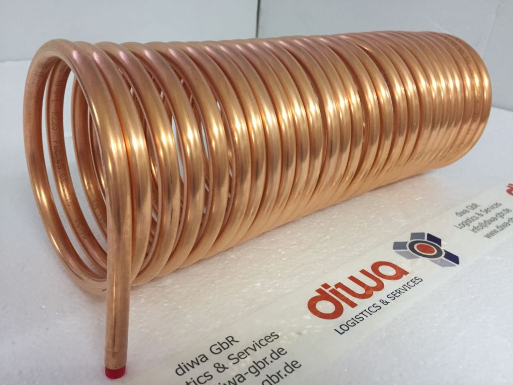 Spirale aus Kupferrohr 12x1mm weich aus 10m mit Ø ca. 13cm (Kupferrohrspirale)