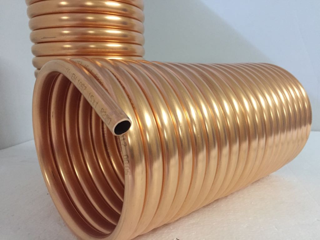 Spirale aus Kupferrohr 12x1mm für OFENROHR 120mm aus 10m mit Innen-Ø ca.124mm