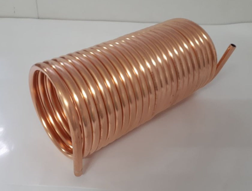 Spirale aus Kupferrohr 12x1mm für OFENROHR 120mm aus 10m mit Innen-Ø ca.124mm