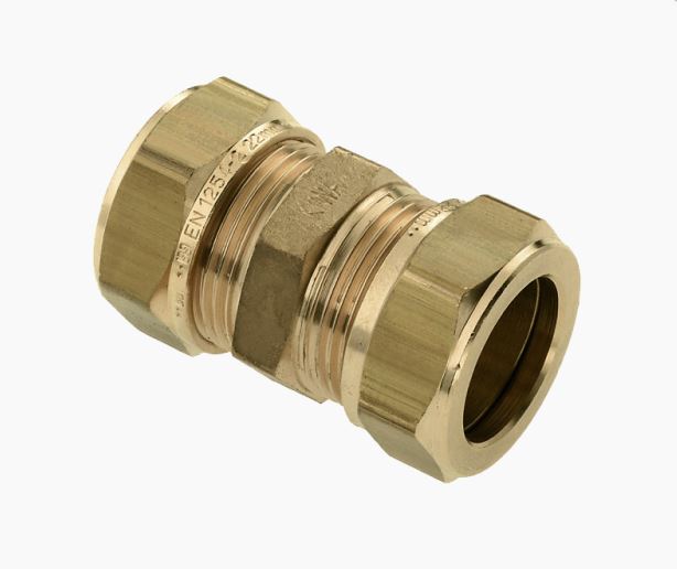 82473 Klemmverschraubung aus Messing für Kupferrohr 10x1mm MUFFE 10x10mm, Quetschverbindung