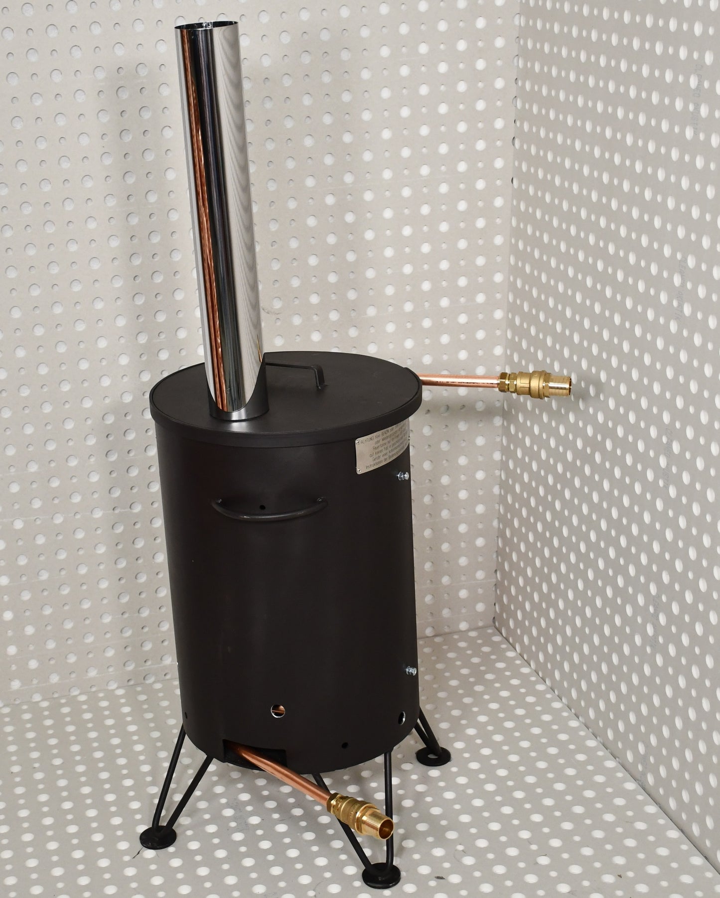 DECKEL 35cm mit RAUCHROHR 50cm für die Poolheizung mit Feuertonne 35cm