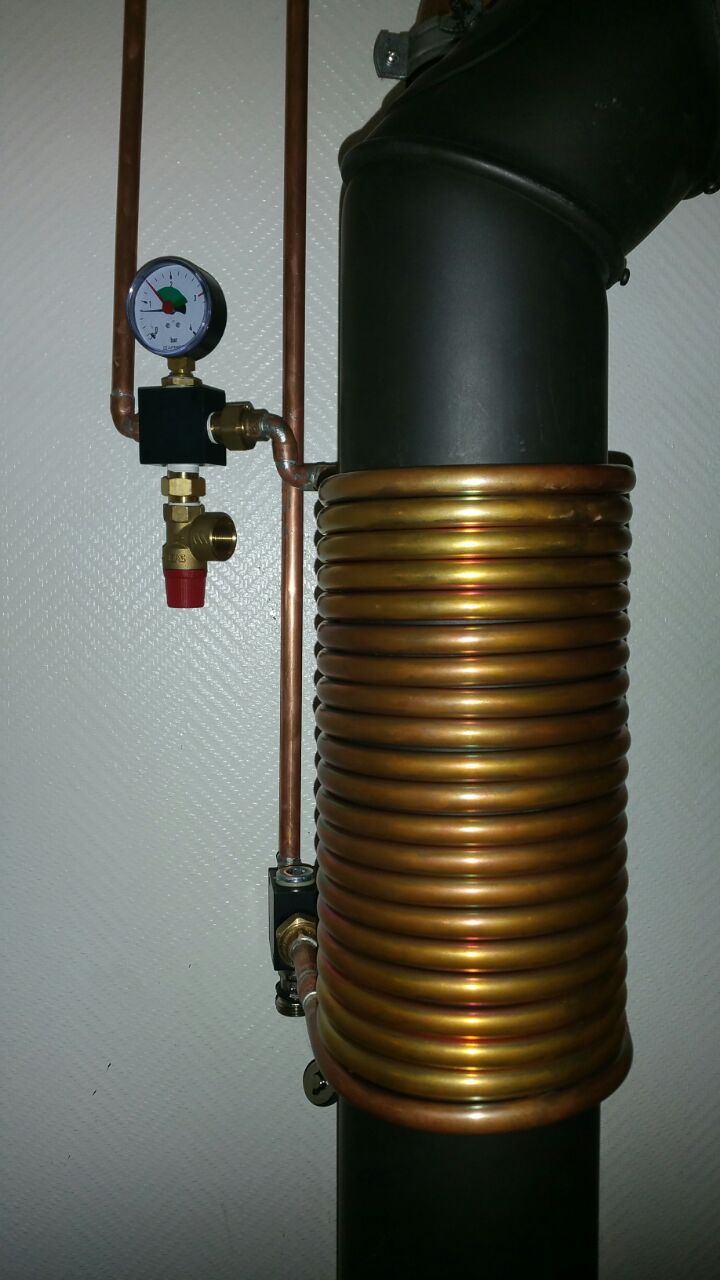 Spirale aus Kupferrohr 12x1mm für OFENROHR 120mm aus 10m mit Innen-Ø ca.124mm
