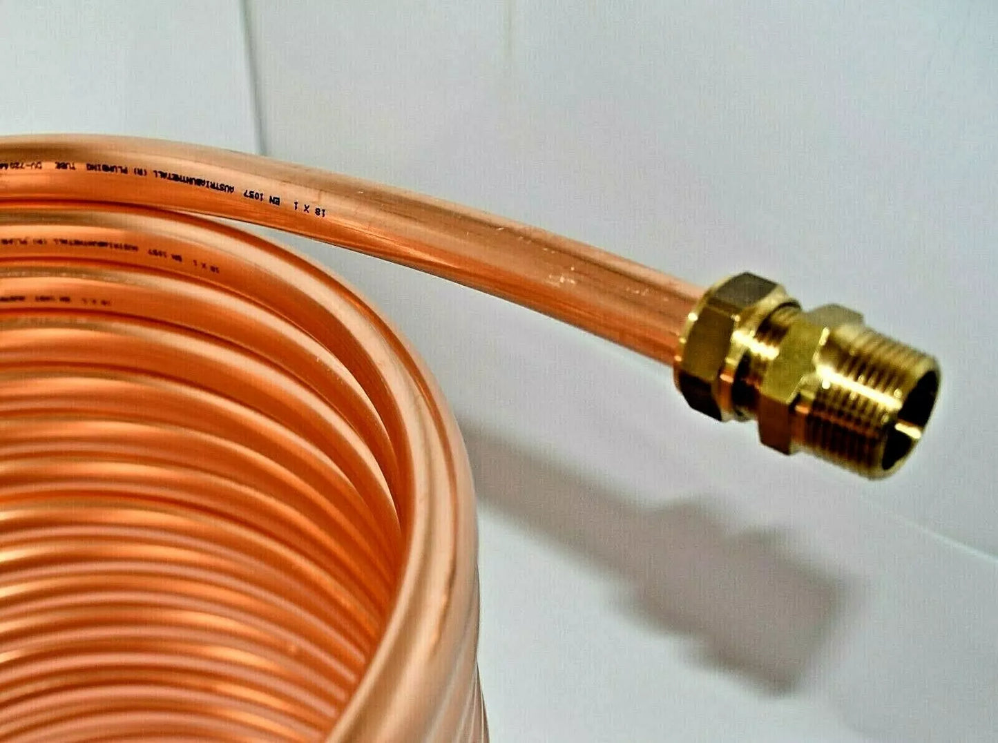 Spirale aus 5m Kupferrohr 18x1mm mit Außendurchm. ca. 31cm 3/4" AG Anschluss Whirlpool