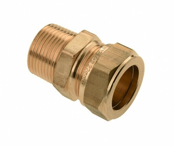 82531 Klemmverschraubung aus Messing für Kupferrohr 22x1mm MUFFE 22x22mm, Quetschverbindung