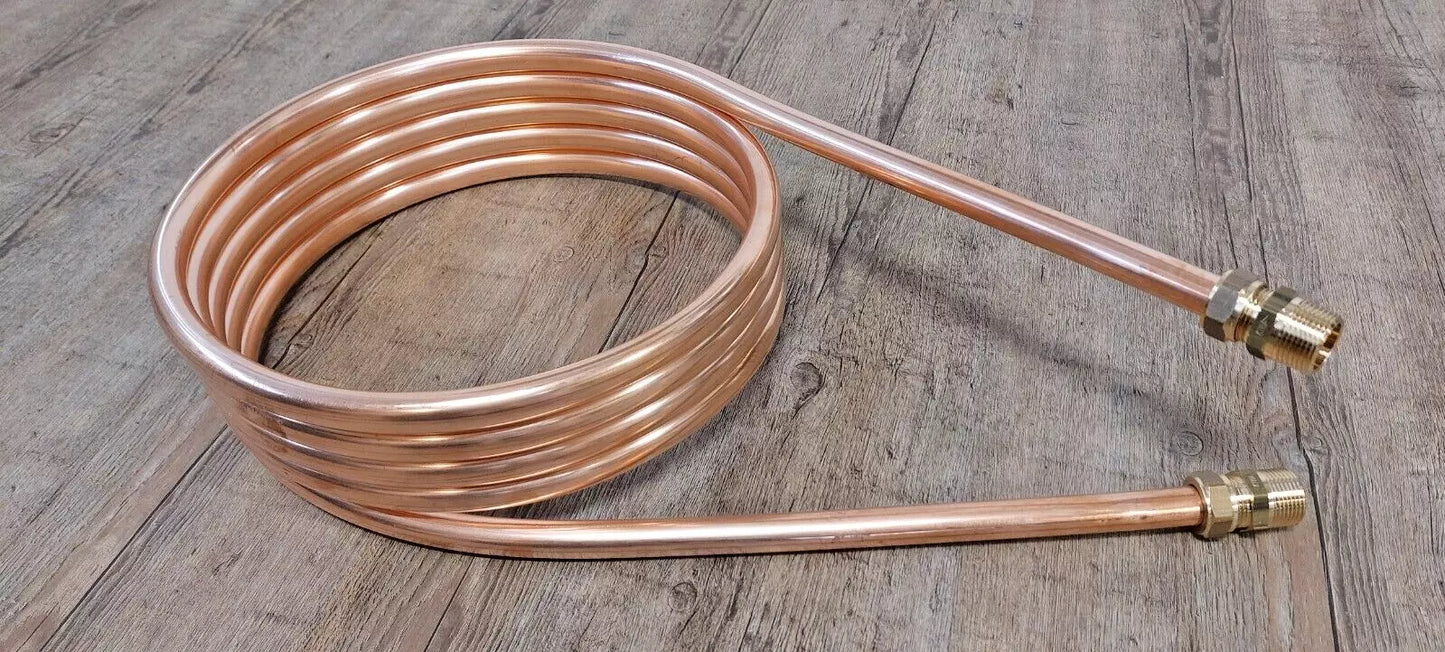 Spirale aus 5m Kupferrohr 18x1mm mit Außendurchm. ca. 31cm 3/4" AG Anschluss Whirlpool