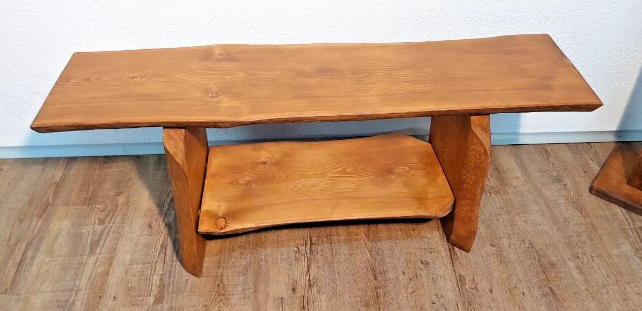 Couchtisch aus Massivholz LERCHE Baumplatte 110x28x45x4,3cm