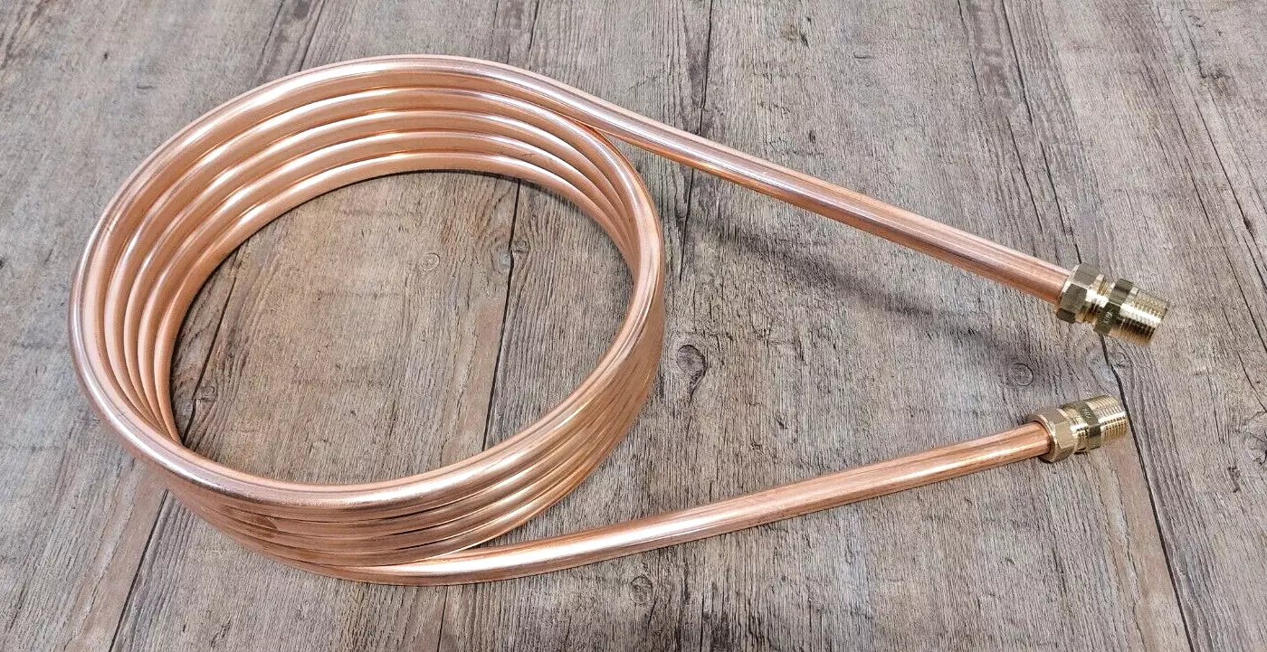 Spirale aus 5m Kupferrohr 18x1mm mit Außendurchm. ca. 31cm 3/4" AG Anschluss Whirlpool