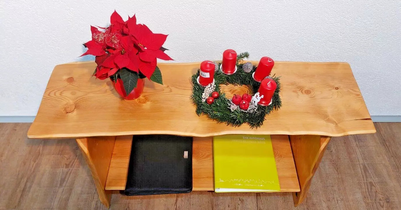 Couchtisch aus Massivholz LÄRCHE Baumplatte 110x35x50x4,8cm