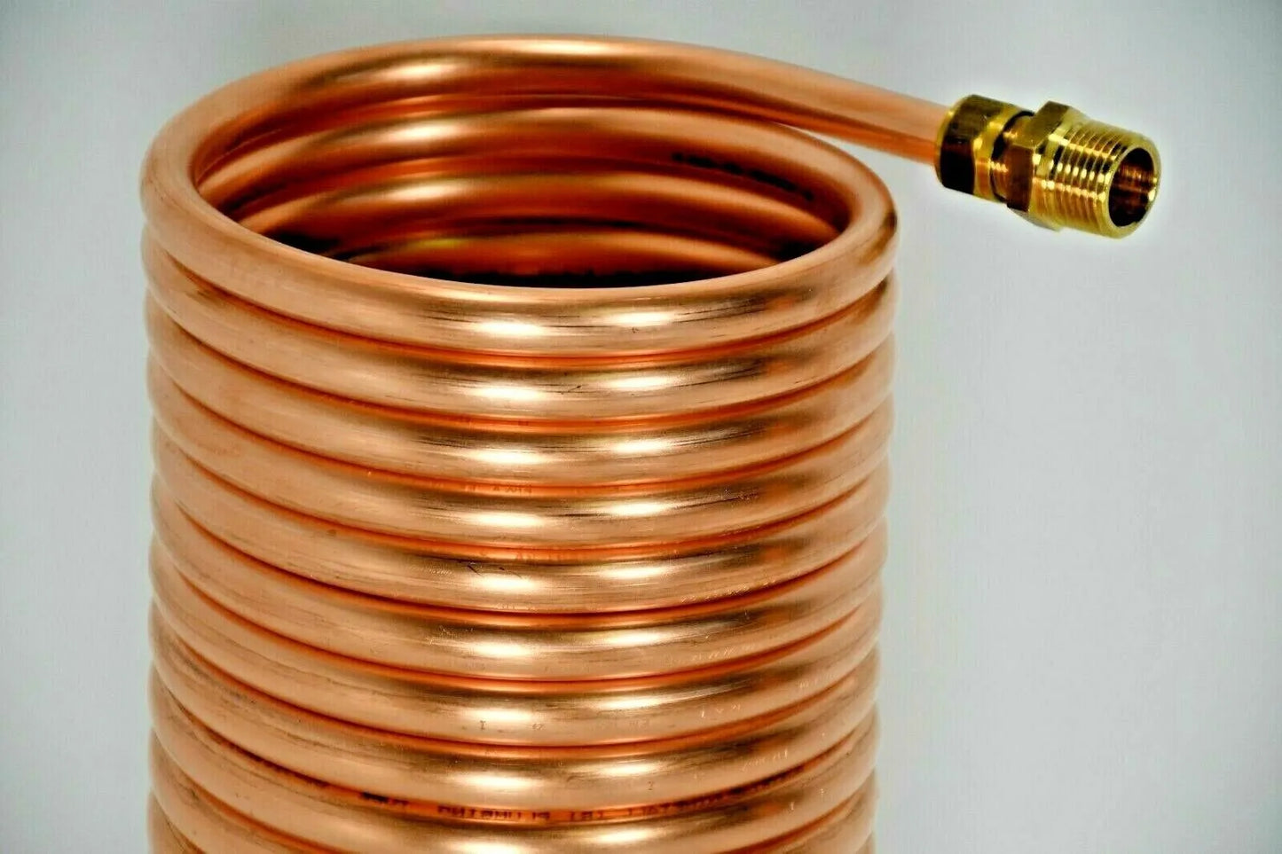 Spirale Kupferrohr 15x1mm für OFENROHR 150mm 5m - 25m Innendurchmesser ca. 154mm mit 1/2" AG Anschluss