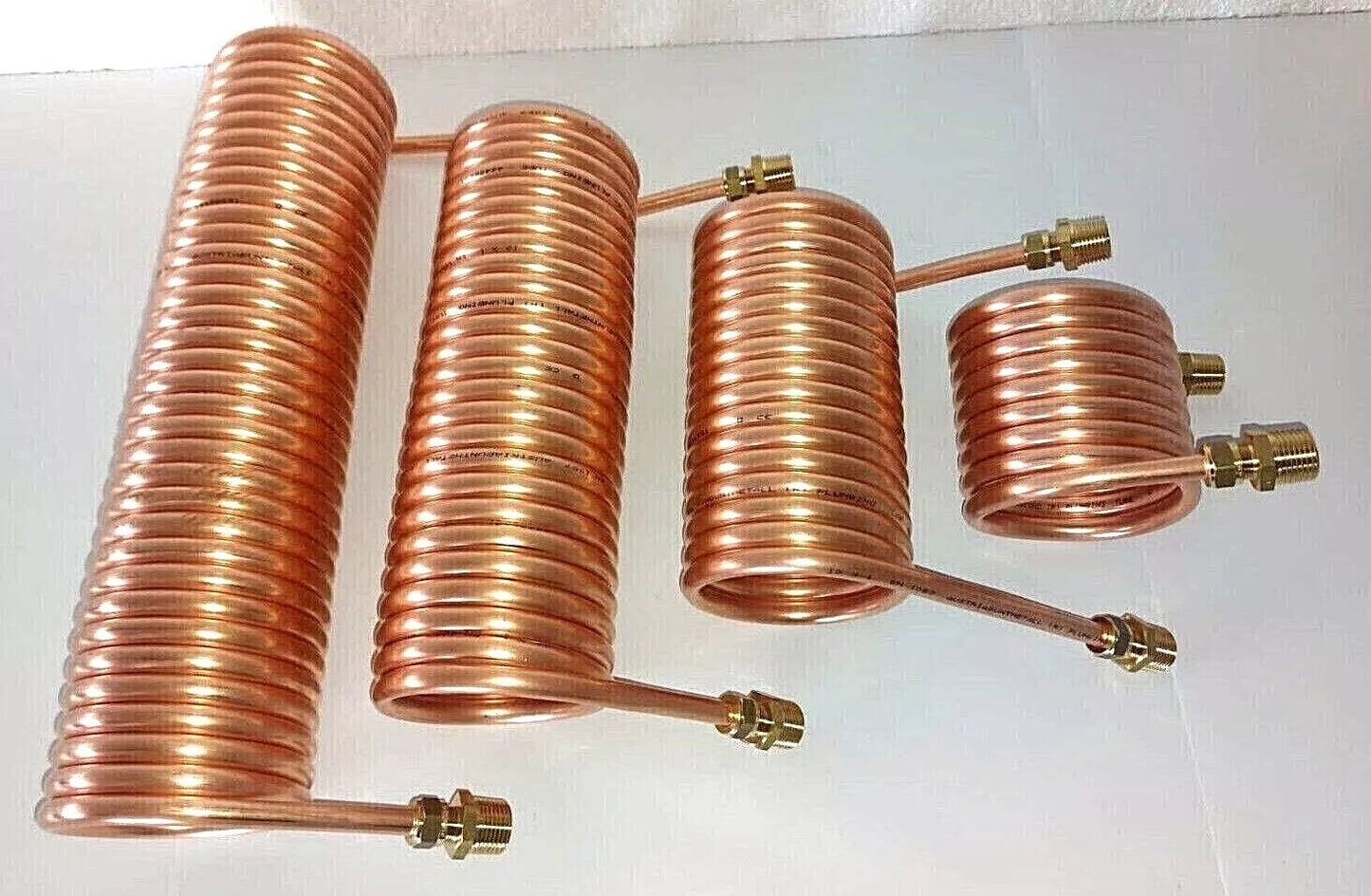 Spirale Kupferrohr 15x1mm für OFENROHR 150mm 5m - 25m Innendurchm. ca. 154mm mit 1/2", 3/4" AG + IG Anschluss