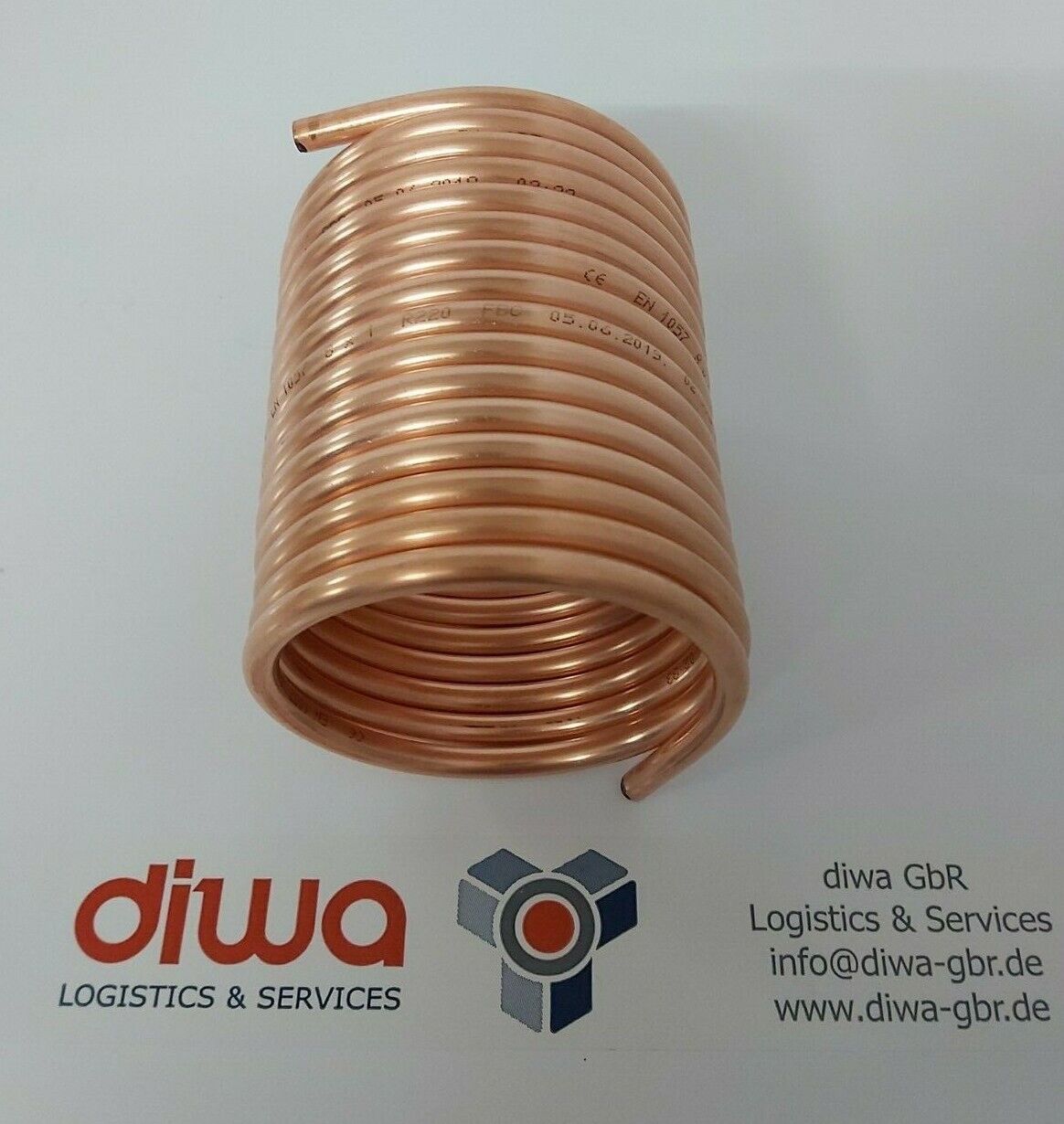 Spirale 5m Kupferrohr 12x1mm für OFENROHR 120mm mit Innendurchmesser ca.124mm