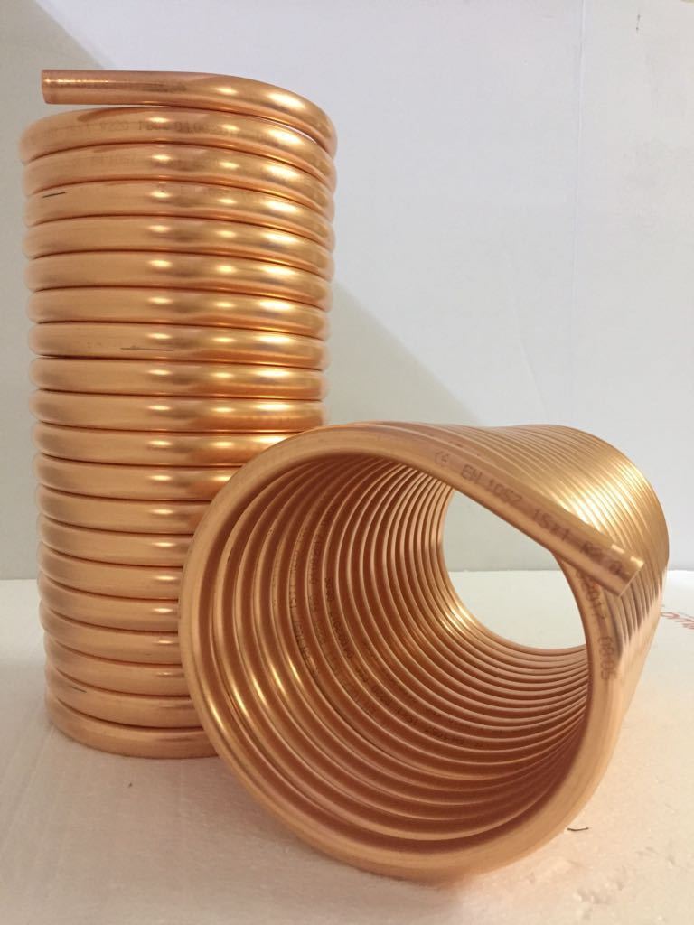 Spirale Kupferrohr 12x1mm für OFENROHR 150mm 10m mit Innendurchmesser ca.154mm