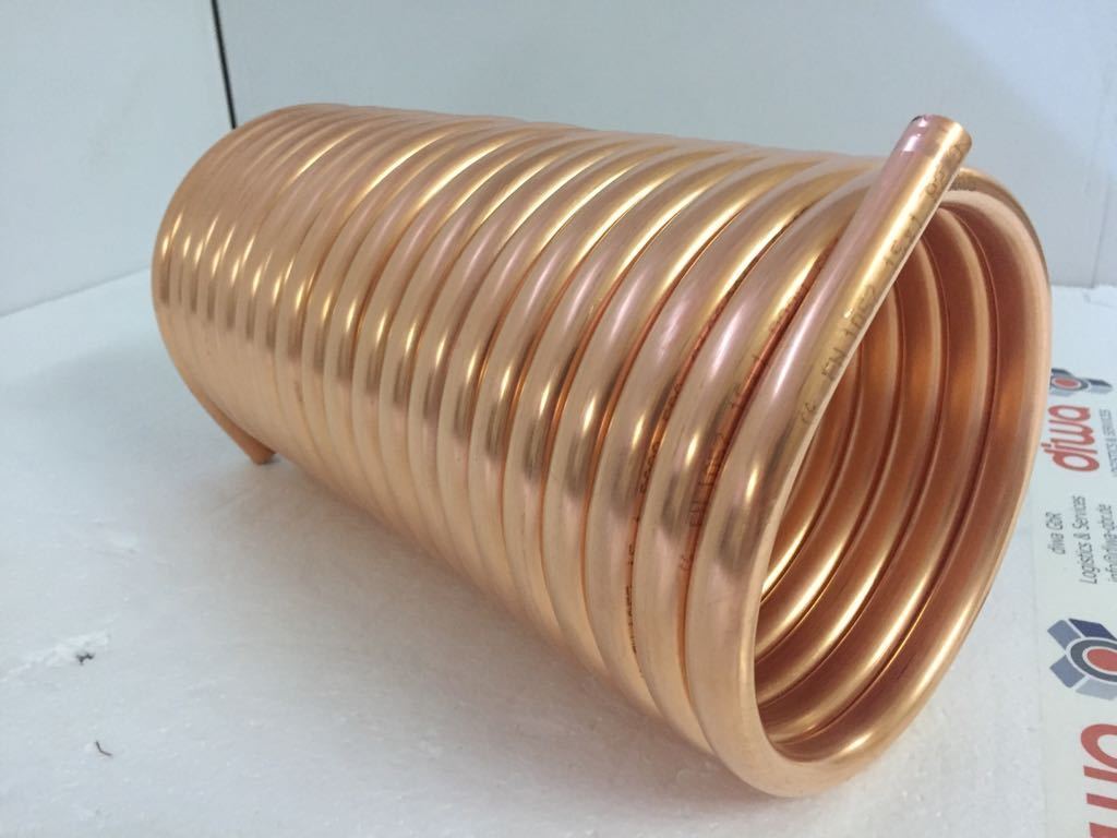 Spirale Kupferrohr 12x1mm für OFENROHR 150mm 10m mit Innendurchmesser ca.154mm