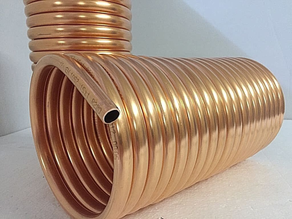 Spirale Kupferrohr 12x1mm für OFENROHR 150mm 10m mit Innendurchmesser ca.154mm