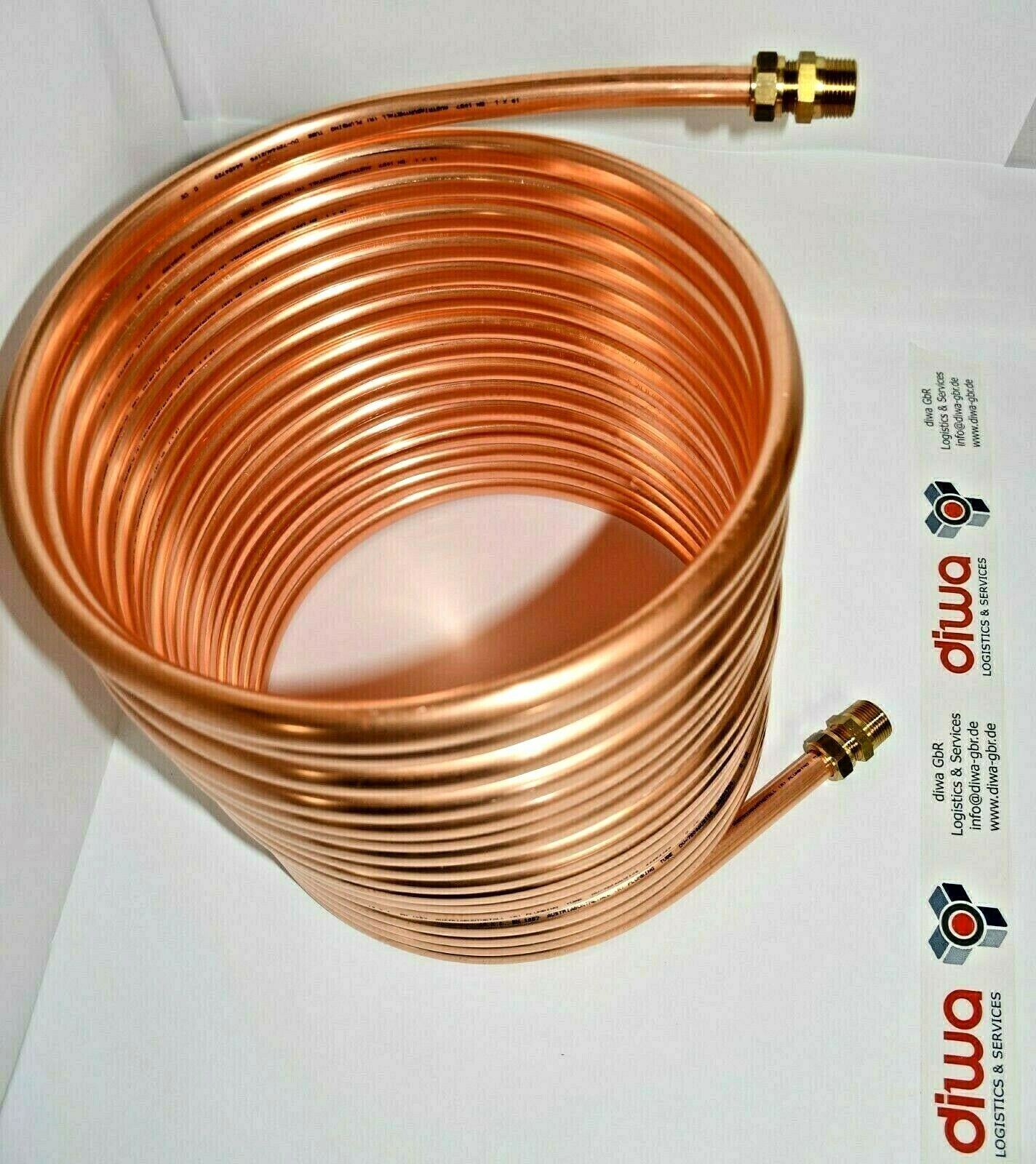 Spirale Kupferrohr 18x1mm 15m Außendurchm. ca.31cm Poolheizung 3/4" ANSCHLUSS