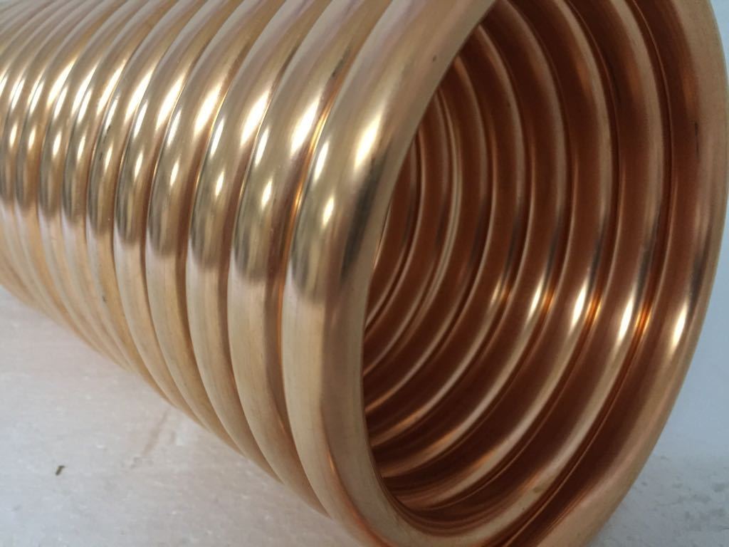 Spirale aus Kupferrohr 15x1mm für OFENROHR 130mm aus 10m mit Innen-Ø ca.133mm