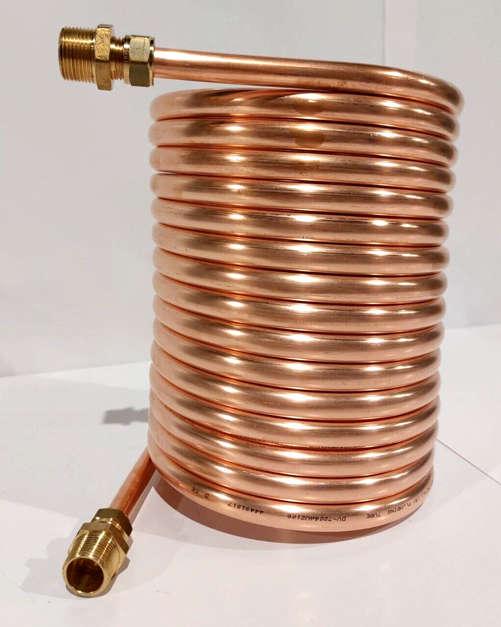 Spirale 10m Kupferrohr 15x1mm Innen-Ø ca.184mm f. OFENROHR 180mm mit 3/4" Ansch.