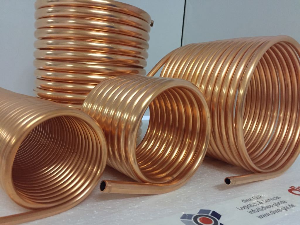 Spirale Kupferrohr 22x1mm weich 10m mit Außendurchmesser ca. 45cm Poolheizung