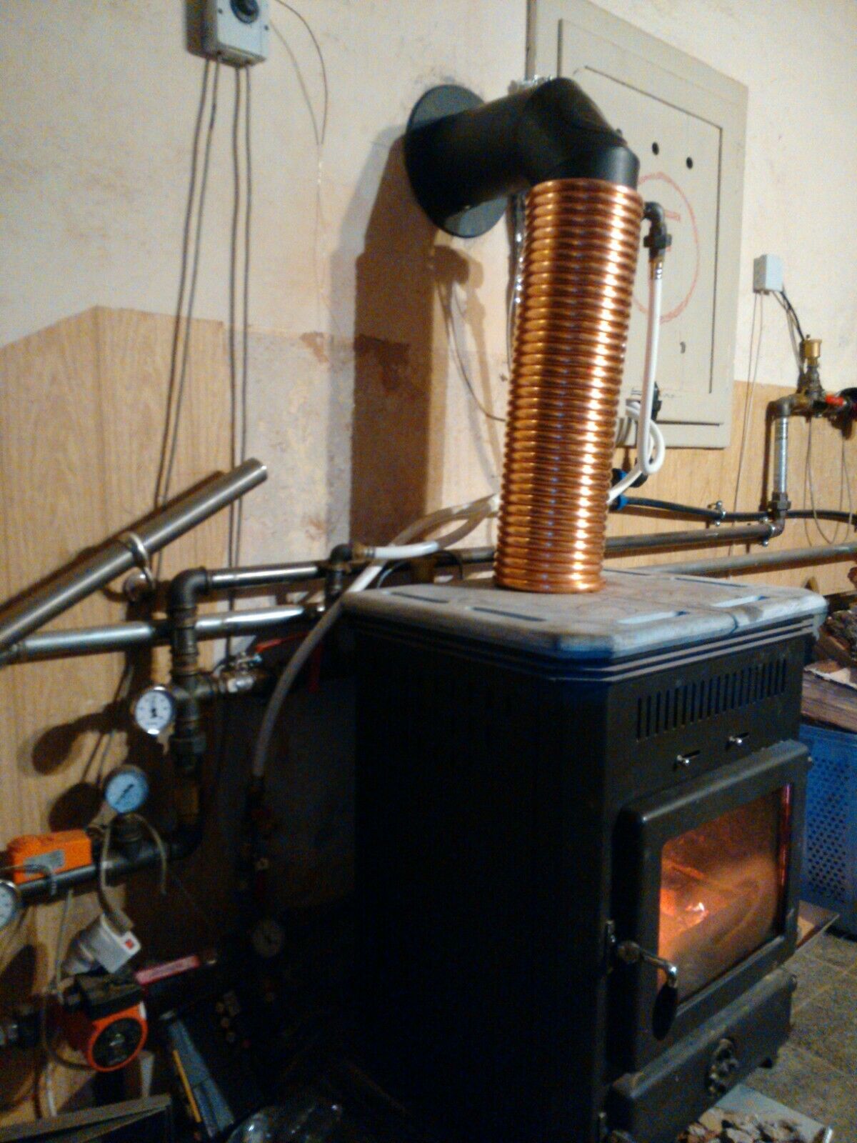 Spirale Kupferrohr 15x1mm für OFENROHR 150mm 5m - 25m Innendurchmesser ca. 154mm