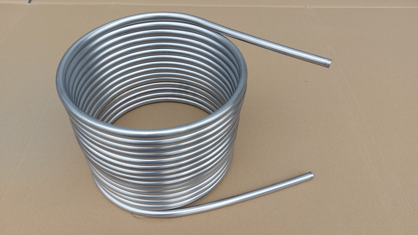 Spirale 15m Edelstahlrohr 16x1mm AISI 316L EN 1.4404 mit Außend. von ca. 32,5cm ohne / mit Anschluss