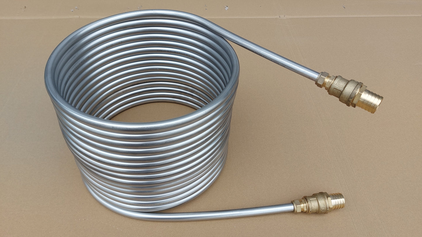 Spirale 15m Edelstahlrohr 16x1mm AISI 316L EN 1.4404 mit Außend. von ca. 32,5cm ohne / mit Anschluss