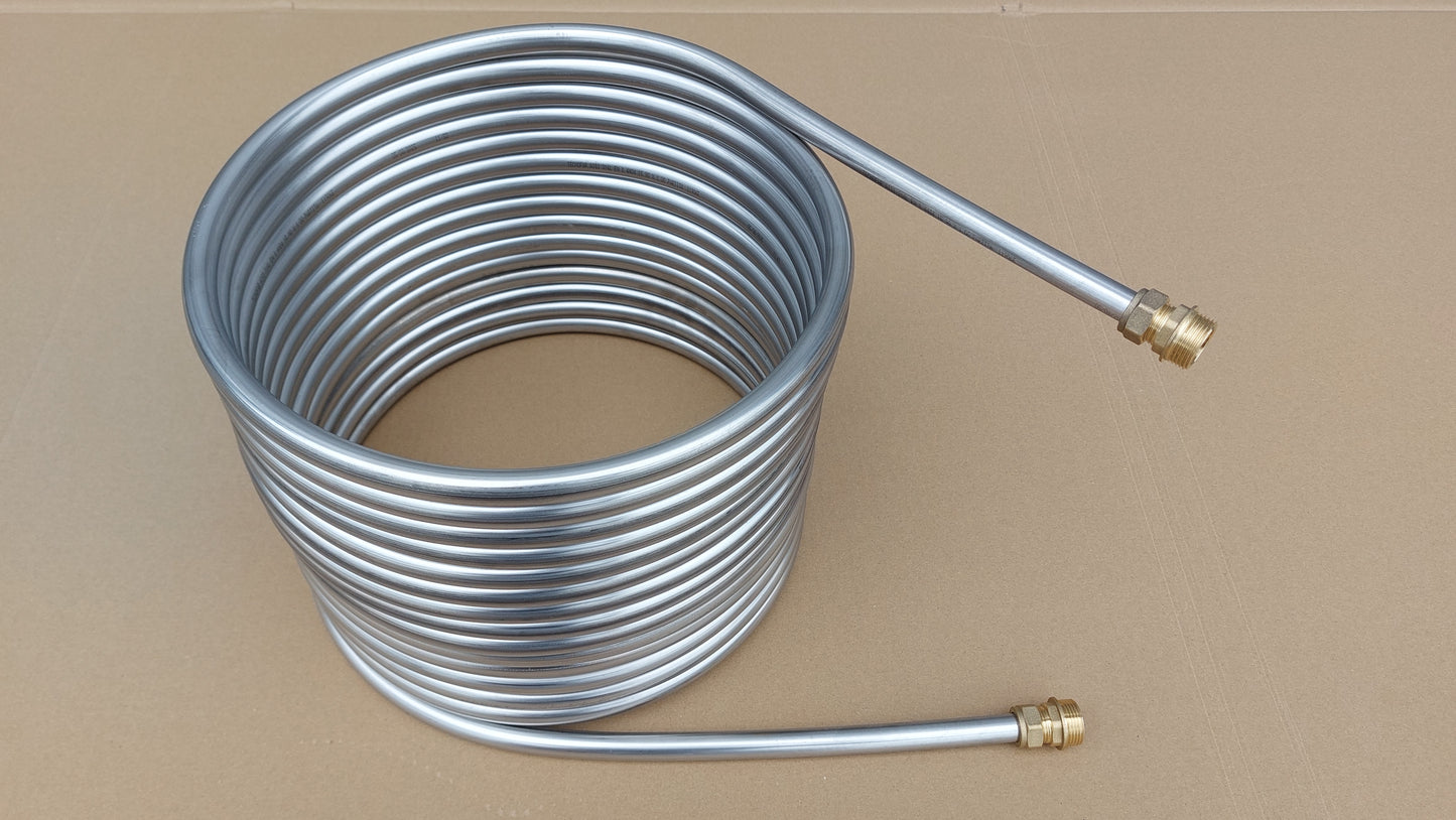 Spirale 15m Edelstahlrohr 16x1mm AISI 316L EN 1.4404 mit Außend. von ca. 32,5cm ohne / mit Anschluss